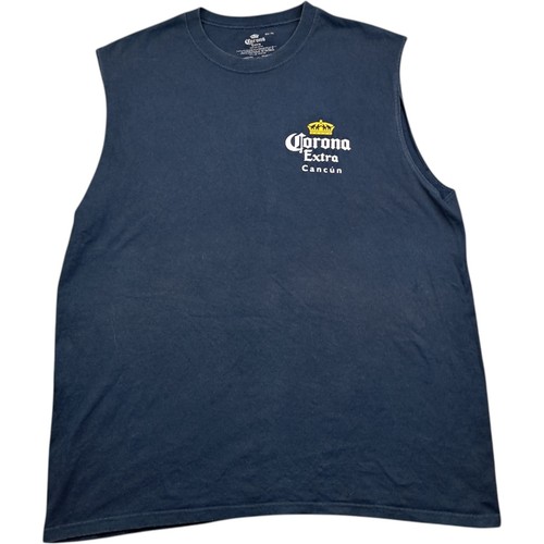 Corona T Shirt Extra Large Men's Blue Cotton Beer Man Cave Summer Sleeveless - Picture 2 of 11