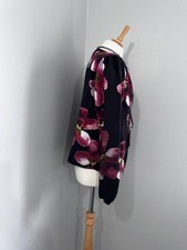 Next Black/Pink Floral Print Tie Front Long Sleeve Blouse Uk 10