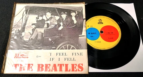 45 rpm rock THE BEATLES I Feel Fine/If I Fell 1965 Odeon 7I 3102 BRAZIL ps VG+