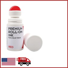 Red Ink Roll-On Pad for Stamps Compact Size 5.5 x 1.25 x 3.25 Inches