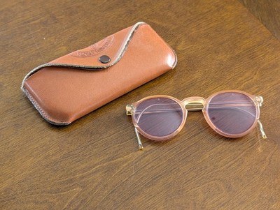 Vintage American Optical AO Round Safety Sunglasses Cable Temple w/Case