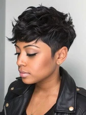 Pixie Cut wave Wigs for Black Women Human Hair Short Human Hair Black Wave Wig 