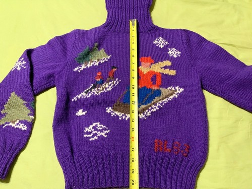 VINTAGE Ralph Lauren RL83 *GREAT BRITAIN* Hand Knit Family Sledding Sweater RARE - Picture 10 of 11