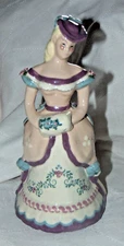 VINTAGE KAY FINCH Lady Pastel Dress muff FIGURINE California Pottery MCM