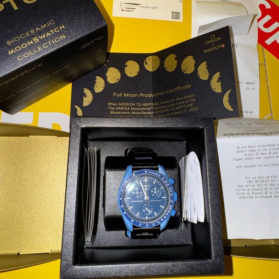 Swatch x Omega Mission To Neptune Moonshine Gold Blue Moon Edition NEW eBay