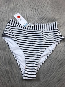 black and white striped high waisted bikini