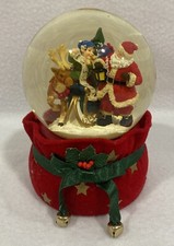 CHRISTMAS SNOW GLOBE SANTA SLEIGH ELF REINDEER MUSICAL