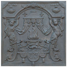 Plaque de Cheminée en Fonte 'Putti' marque LUNAWAY | Dimensions 80 x 80 x 2 cm