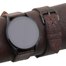 Dark brown Fat Nat leather Samsung Galaxy Watch 3 4 5 6 Active 1 2 Band MenWomen