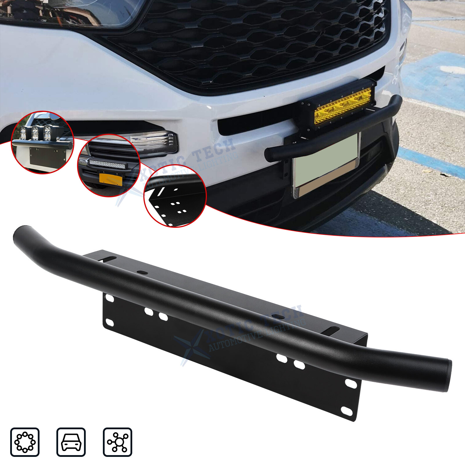 For Chevy Silverado 1500 LED Light Bull Bar License Plate Mount Bracket