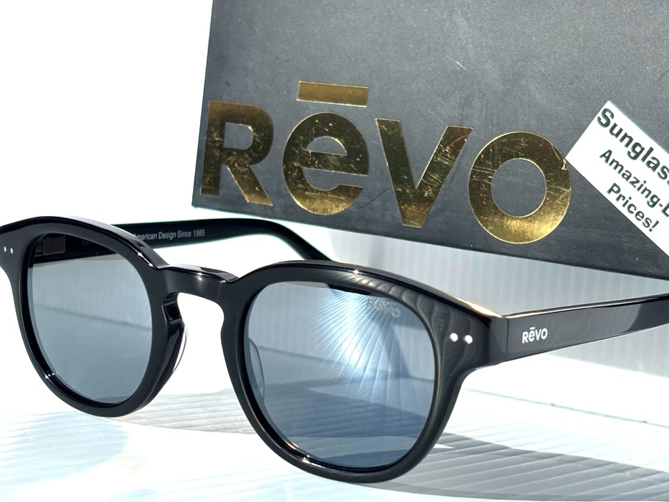 NOVO Óculos de Sol Revo STERLING Preto Brilhante POLARIZADO Cinza Grafite Lente 1255 01 GY - Imagem 3 de 4