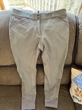Piper By Smartpak Equestrian Breeches Womens 32R Gray Purple  Trim Riding Pants