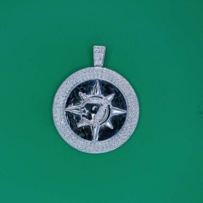 2.00 Ctw Round Diamond FIVE PERCENTER Pendant Pendant 14K White Gold Plated