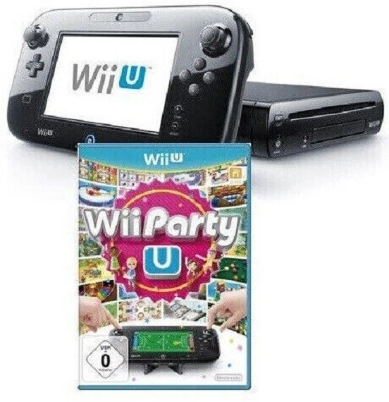 Nintendo Wii U Konsole 32GB schwarz Wii Party Verbindungskabel