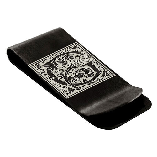 Stainless Steel Floral Initial G Money Clip Billfold Wallet for Men-image