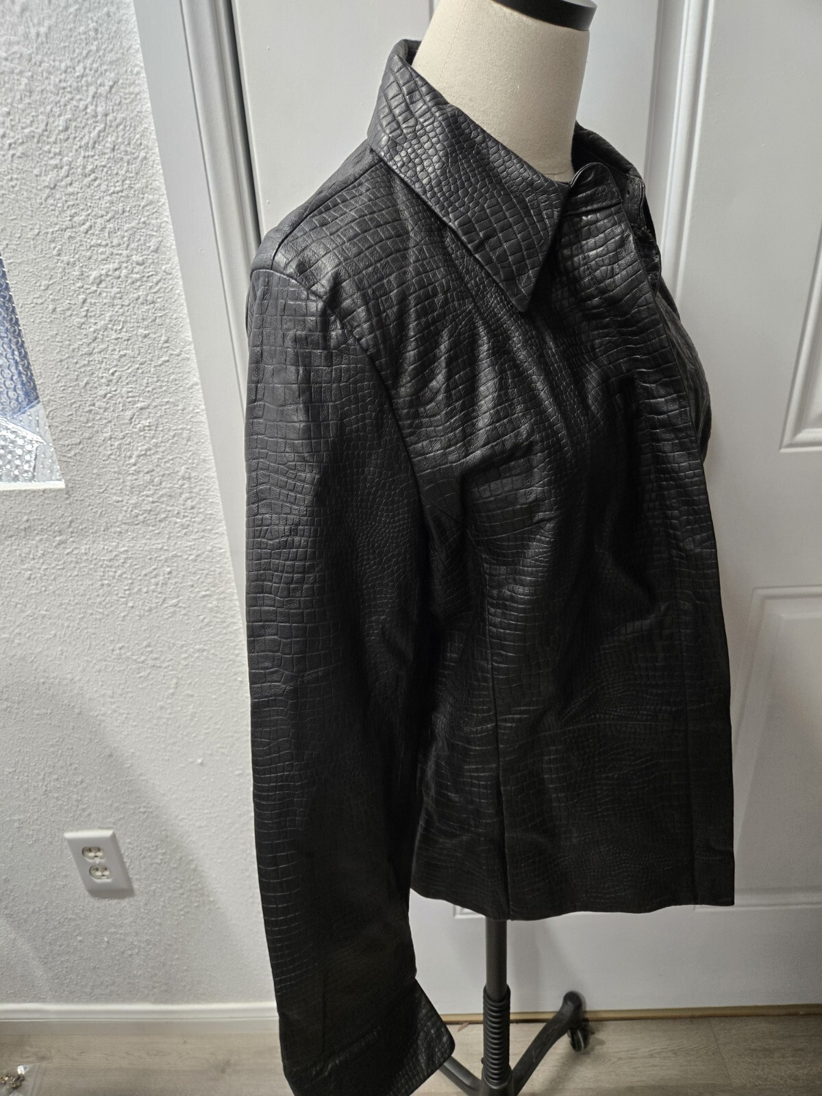 Apostrophe Size 14 Black Leather Jacket Full Zip … - image 11