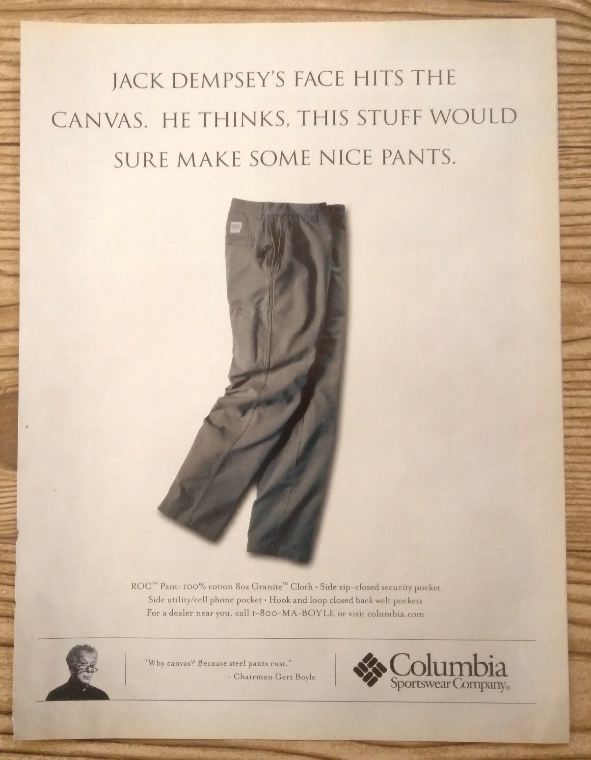 2004 Columbia ROC Pant Chairman Gert Boyle Photo Vintage Magazine