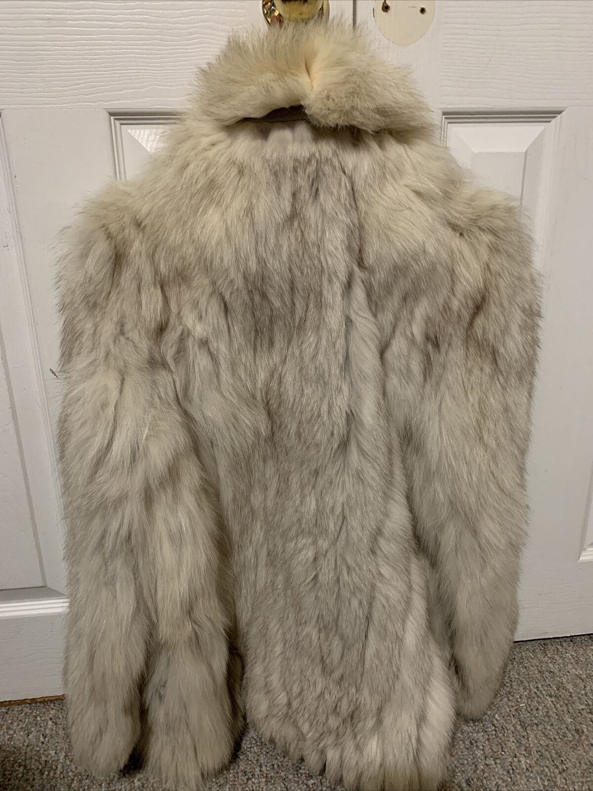 Hopper Furs St. Louis Rabbit Fur Jacket Coat Cream Beige Ivory Size 14  Collar