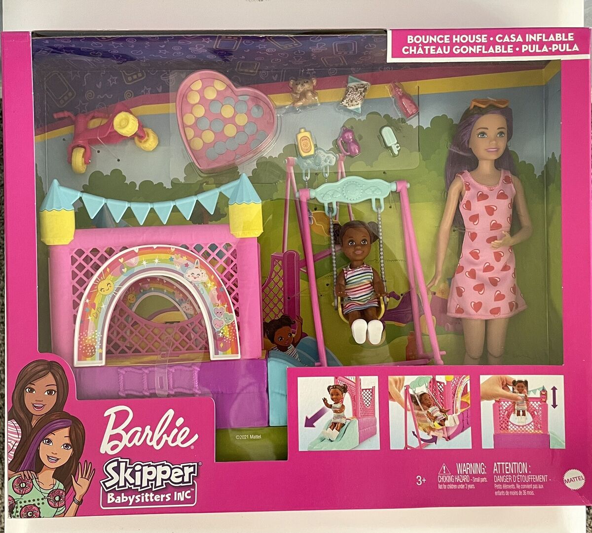 Barbie Skipper Babysitters Inc. Bounce House Dolls and Playset