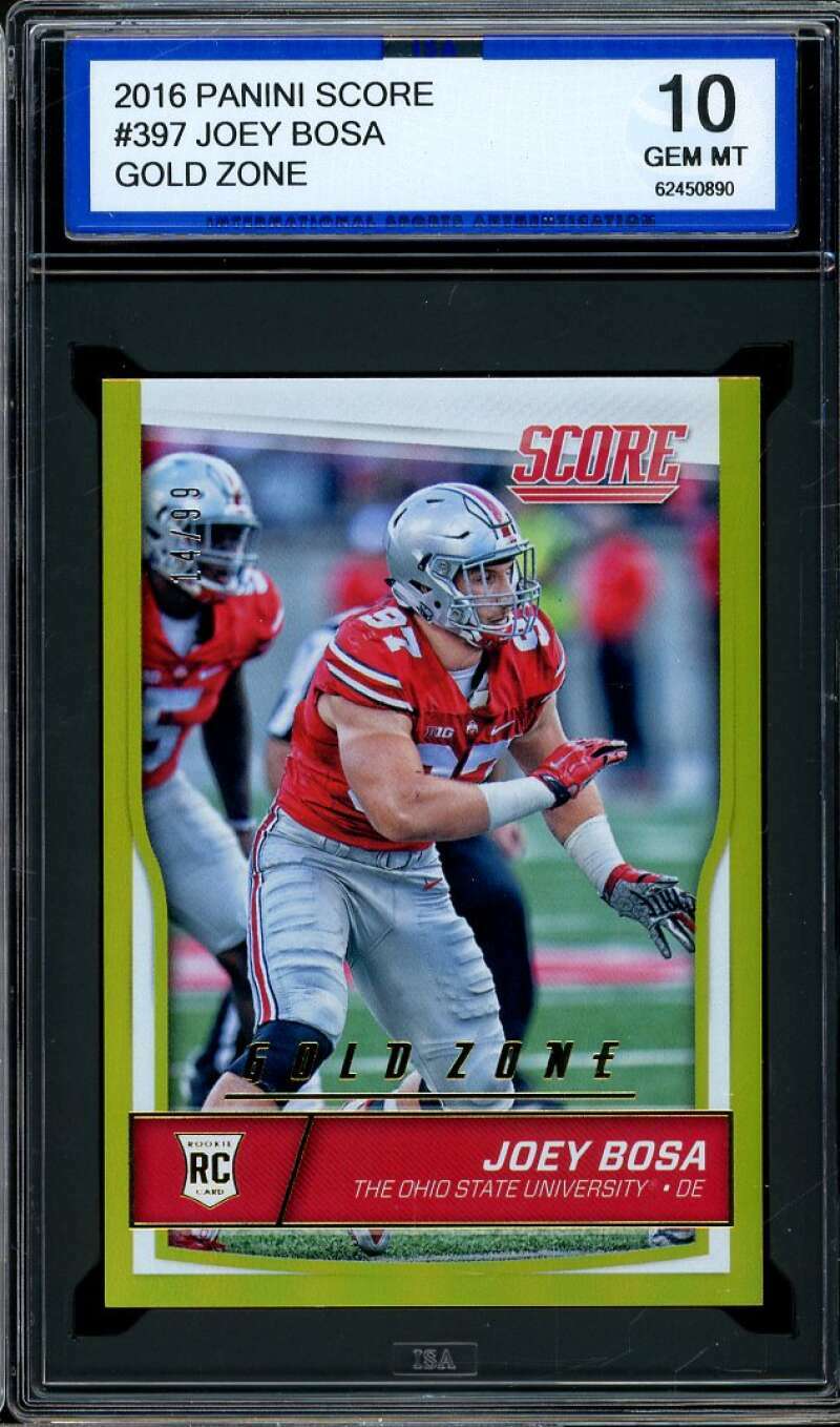 Joey Bosa Rookie Card 2016 Panini Score Gold Zone #397 ISA 10 GEM MINT |  eBay