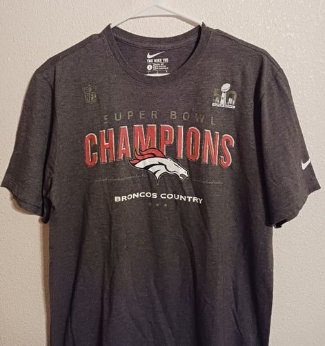 Denver Broncos Football NFL Super Bowl 50 Champions Nike T-Shirt Men's Sz Large - Picture 2 of 6