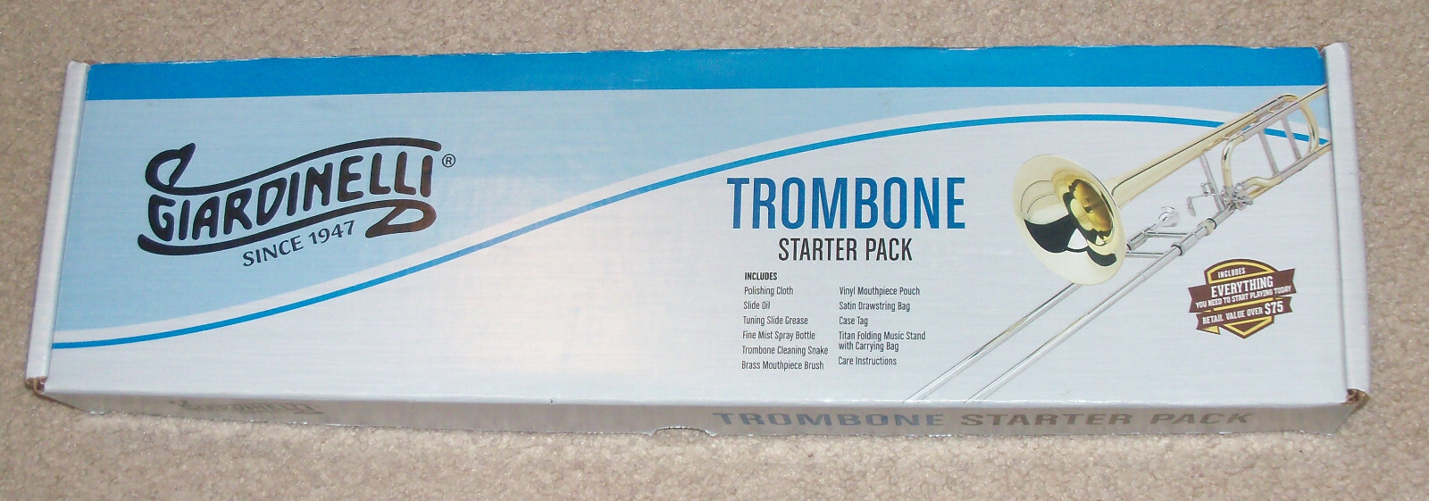 Unused! GIARDINELLI TROMBONE STARTER PACK IN ORIG BOX Mouthpiece Pouch etc.