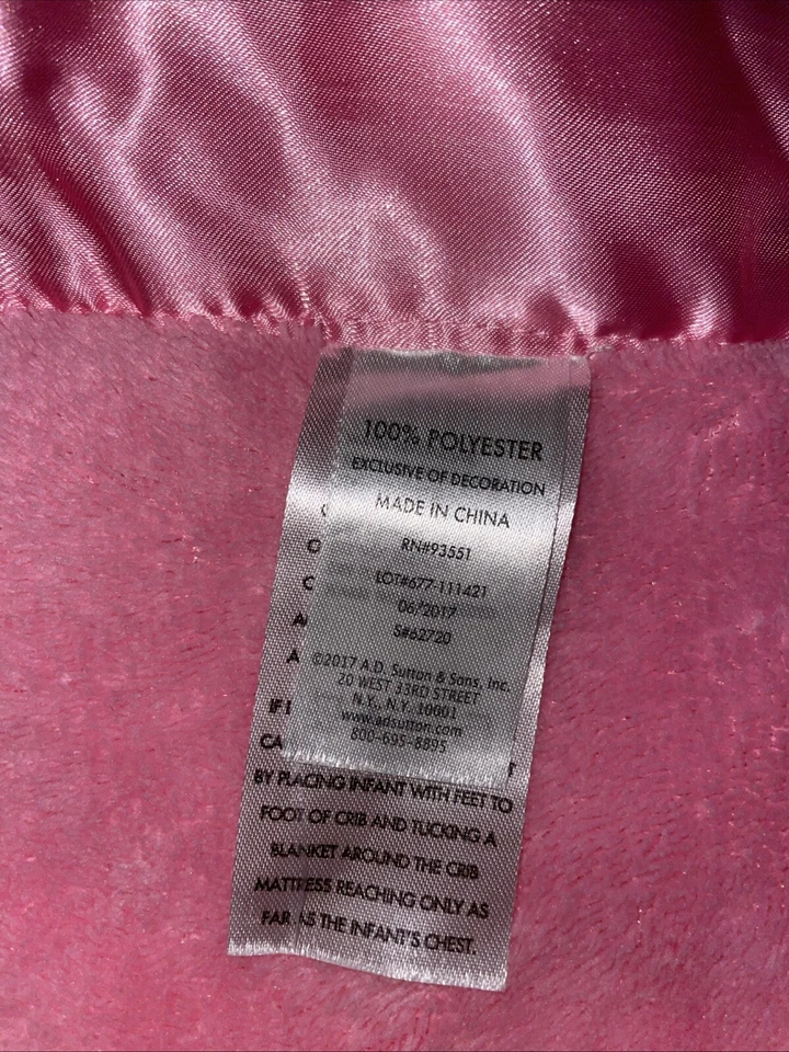 AD Sutton Son Rosa Azul Blanco Retazos Elefante Bebé Manta Satinado Punto Minky Foto 3 de 4