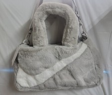 Nike Sportswear Faux Fur Tote Grey White Light Iron Ore Dq5804-012 Nwt
