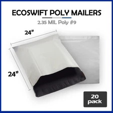 20 24x23 EcoSwift Poly Mailers LARGE Plastic Envelopes Shipping Bags 2.35MIL