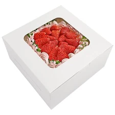 Moretoes 32pcs Cake Boxes, 10x10x5 Inch Box With Window, Bakery White 