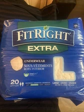 FitRight Extra Adult Incontinence Diapers, Size: Large 40-56”, 20 Count Unopened