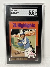 HANK AARON 1975 Topps Baseball Base Card #1 Highlights SGC 5.5
