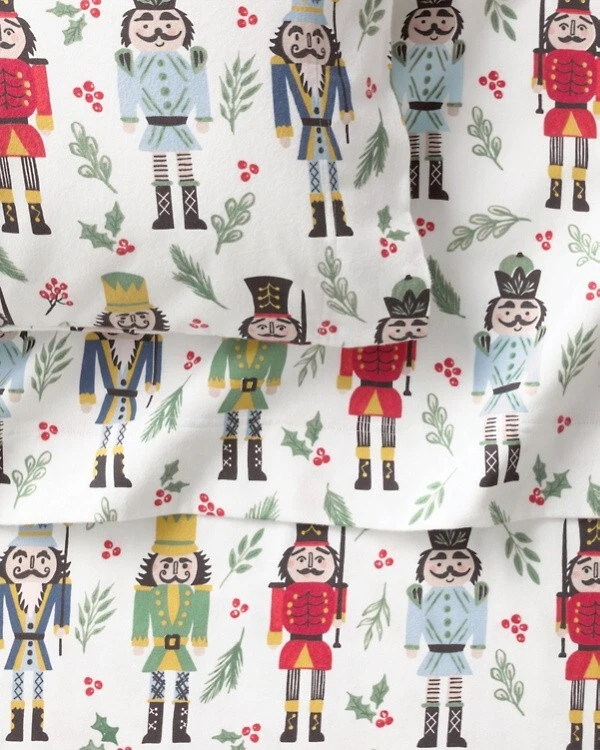 Garnet Hill holiday nutcracker Christmas KING Duvet cover Garland gift party / - Image 2 of 4