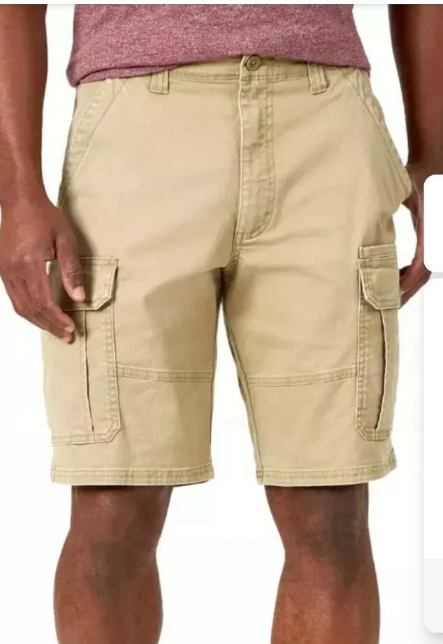 Men's Wrangler Flex Cargo Shorts Relaxed Fit Pocket Khaki SIZES 46