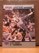 FOOTBALL CARD FRESH FROM BOX PRO SET SUPER BOWL SUPERMEN CLIFF HARRIS COWBOYS