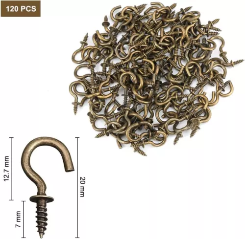 120 Stücke Schraubhaken Klein,Hakenschrauben 1/2 Zoll ,Kleine Haken zum - Bild 2 von 7
