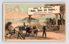 Massachusetts Newtonville Sullivan Boots Shoes 1890s Trade Card 2.5" x 4.5"