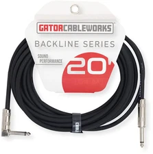 Gator CBW-BKLINST-CBLE-RA-20 Backline 20’ Straight - Angled Instrument Cable