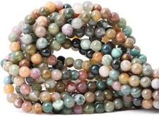 60PCS 6mm Natural Indian Agate Gemstone Round Loose Beads for Jewelry Making DIY
