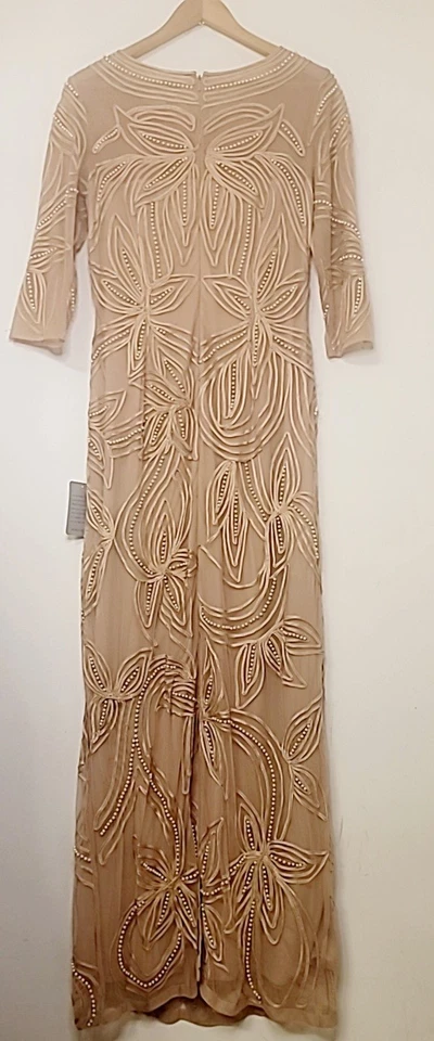 JS Collection Nude Beaded Embellished Sheer Illusion Gown 10 NWT Wedding Pearls - Image 4 of 4