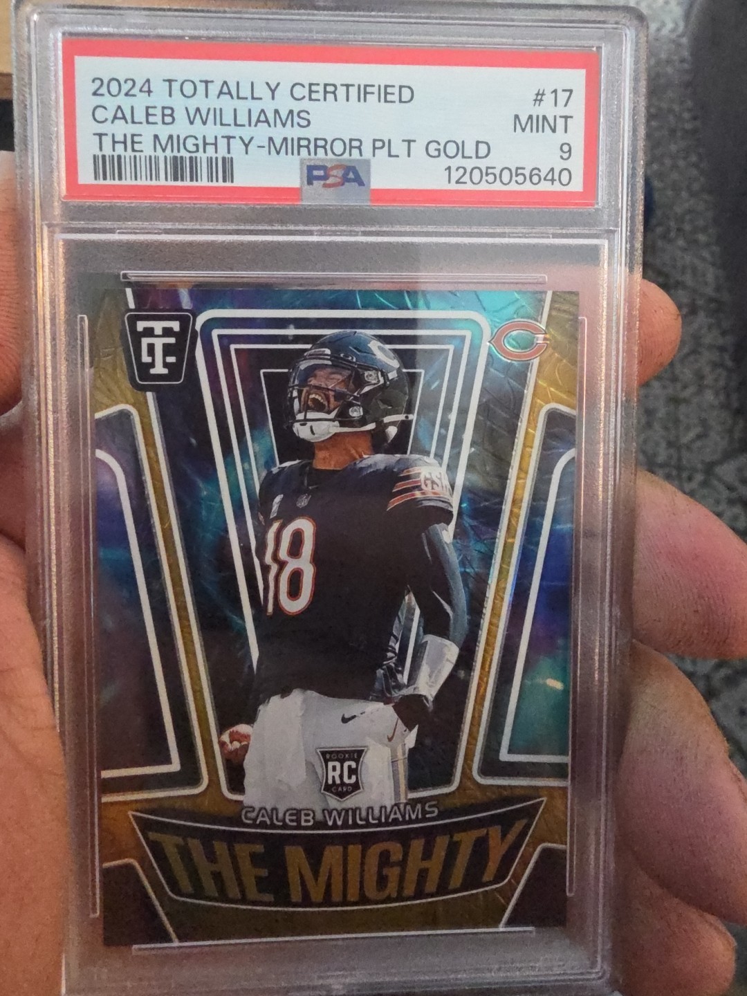 Caleb Williams Panini Totally Certified the Mighty #17 Mirror Platinum Gold