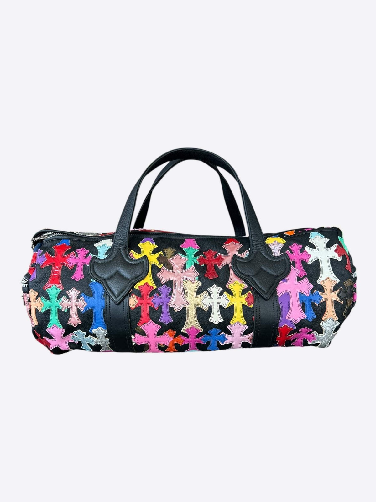 Chrome Hearts Black & Multicolor Leather Cross Patch Duffel Bag