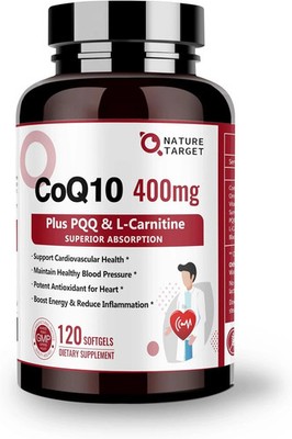 Coq10 400Mg with PQQ, Omega-3S & L-Carnitine, Health, Coenzyme-Q10 wi...