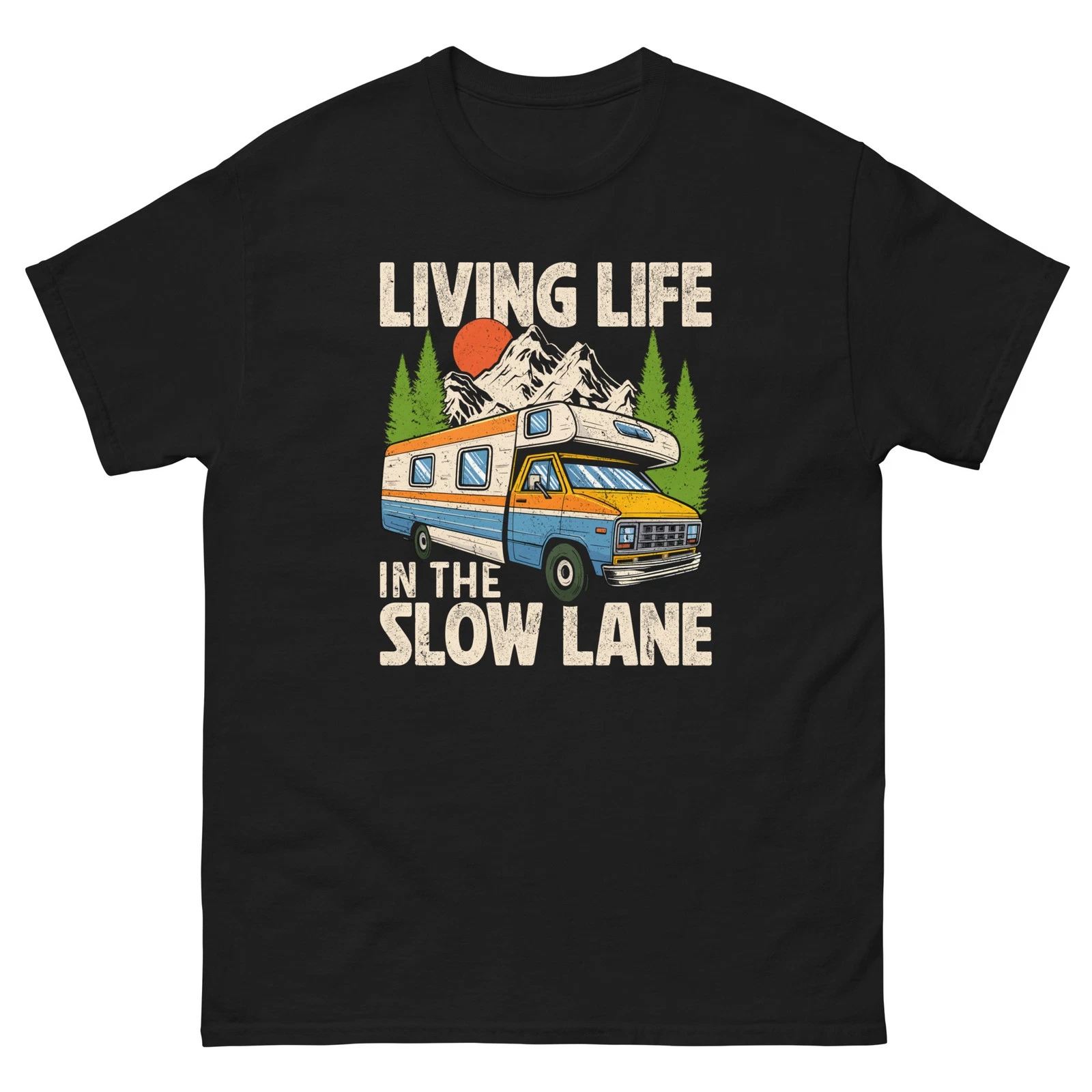 Living Life In The Slow Lane RV T-Shirt Funny RV Motorhome Camping Shirt