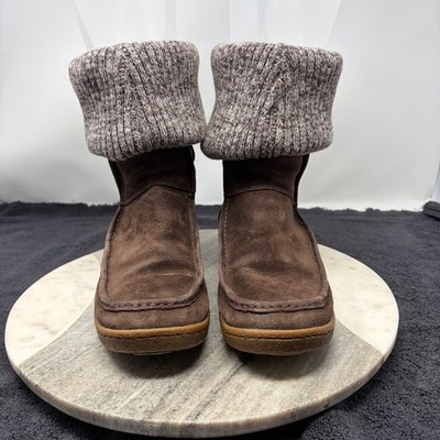 The North Face Womens Brown Suede Knit Cuff PrimaLoft Winter Boots Size 7 Cabin