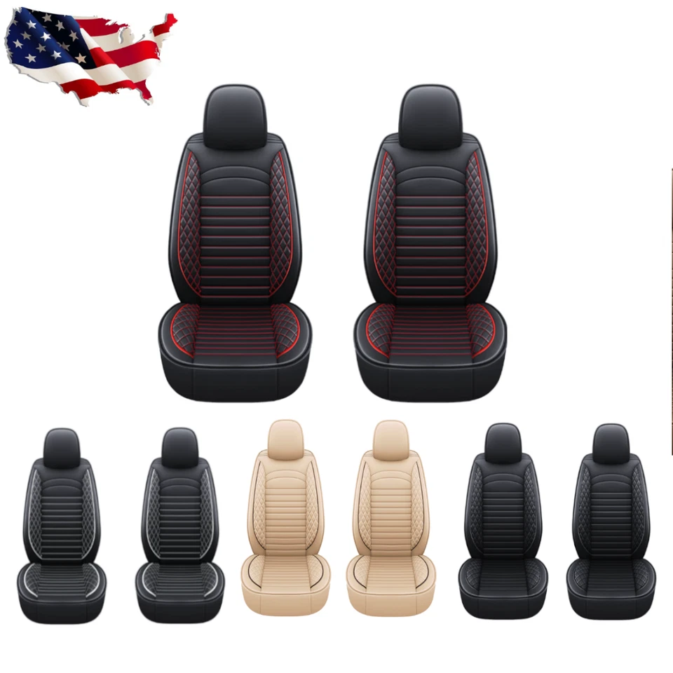 Pairs Car Front Seat Covers Leather Full Set Cushion Pad Mat For Ford Mustang GT Foto 2 de 4