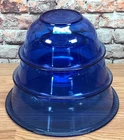 Set of 3 Vintage Pyrex Cobalt Blue Clear Bottom Nesting Mixing Bowls 322 323 325