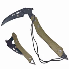 Folding Sickle Knife With Sheath, Quick Release Tactical Survival Tool with S...