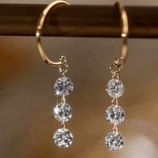 5.00Cts. Round Shape White Diamond Earring In Yellow Gold Finish - Tariff Free