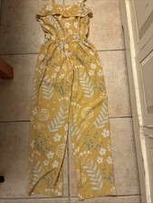 Yellow Floral Patterned Jumpsuit Small